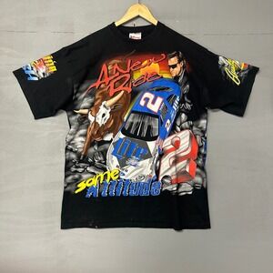 Vintage Rusty Wallace Miller Lite NASCAR Shirt 2XL All Over Print Chase USA Made